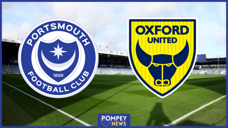 Portsmouth badge, Oxford United badge, Fratton Park