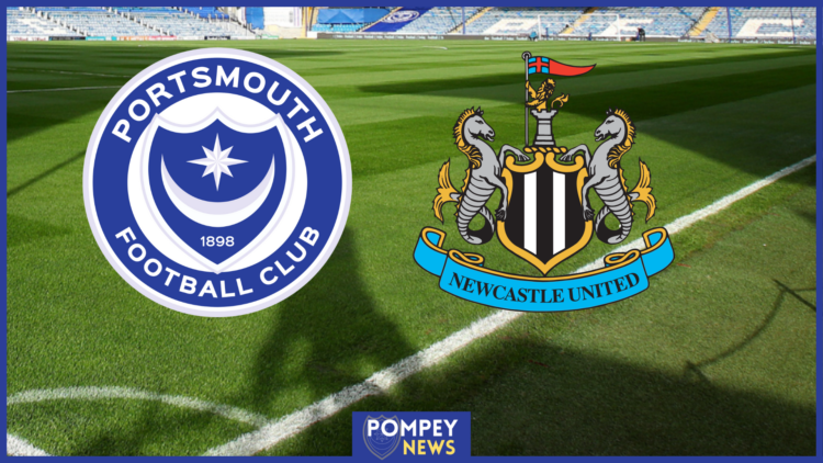 Portsmouth badge, Newcastle United badge, Fratton Park