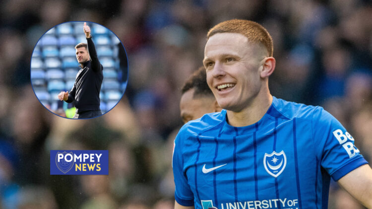 Colby Bishop and John Mousinho at Portsmouth.