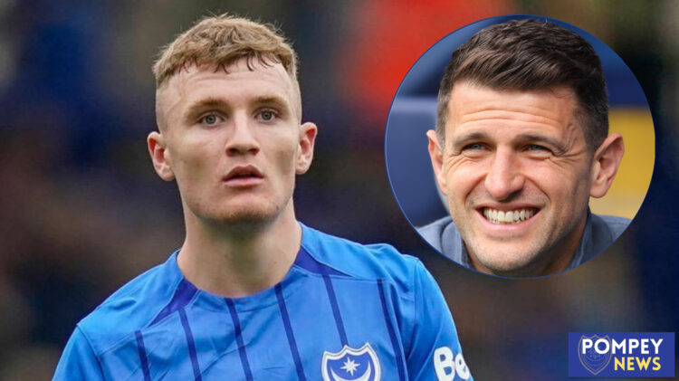 Portsmouth forward Mark O'Mahony and John Mousinho