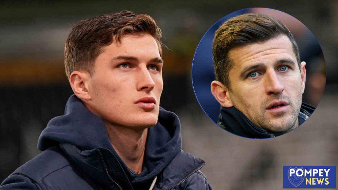 Portsmouth midfielder Freddie Potts and John Mousinho