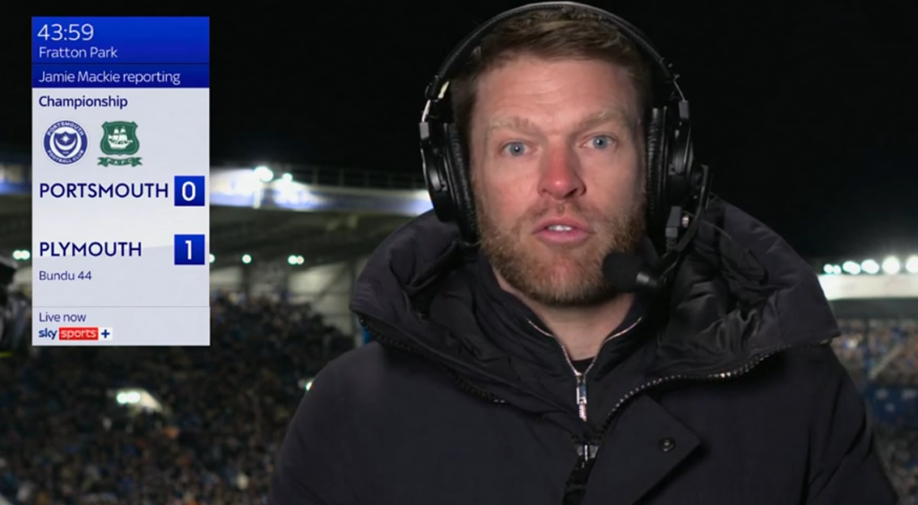 Jamie Mackie on Sky Sports covering Portsmouth.