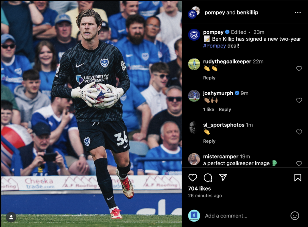 Ben Killip signs new Portsmouth contract