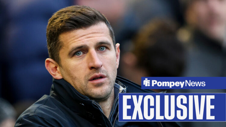 John Mousinho looking concerned, with 'Exclusive' tag