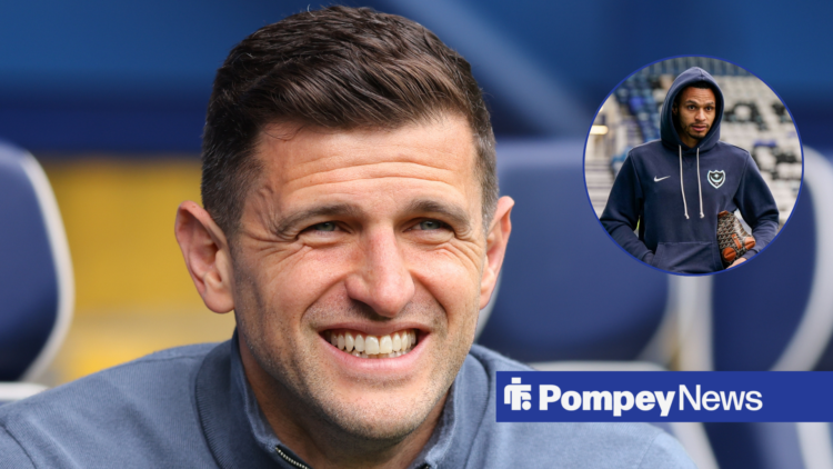 John Mousinho concerned with Josh Murphy in hoodie in circular inset