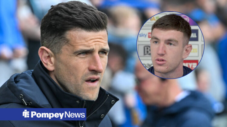 John Mousinho watches on, with Makenzie Kirk in a circular frame