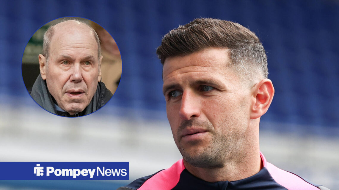Portsmouth manager John Mousinho and Michael Eisner in circular inset
