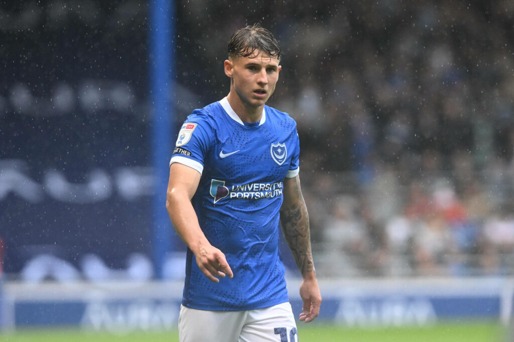 Adrian Segecic playing for Portsmouth in rain