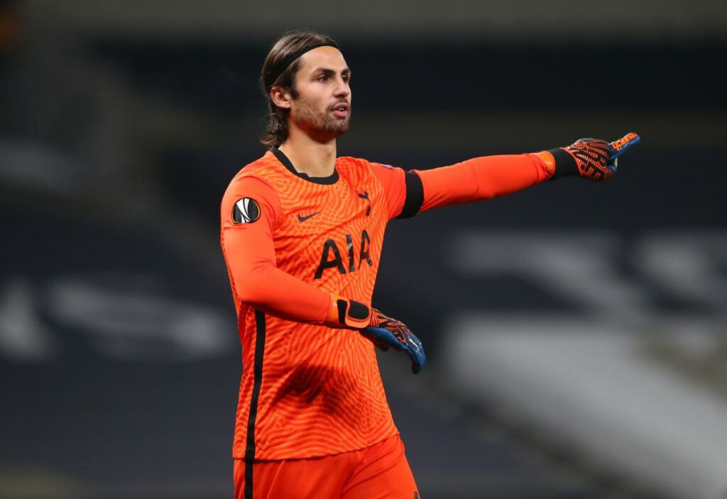 Alfie Whiteman pointing in Tottenham shirt