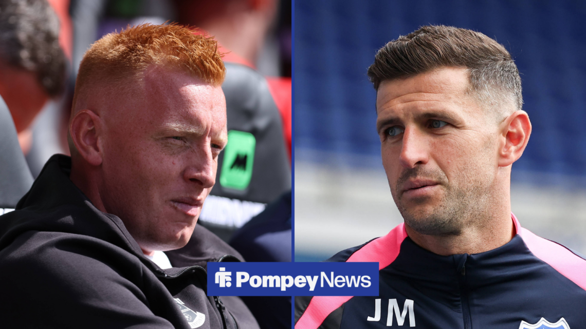 An image of Will Still managing Southampton, next to an image of John Mousinho at Fratton Park