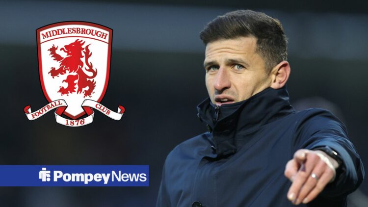 John Mousinho giving instructions with Middlesbrough badge