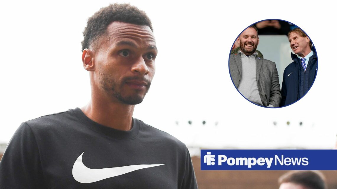 Josh Murphy in black Nike t-shirt with Rich Hughes and Eric Eisner in circular inset