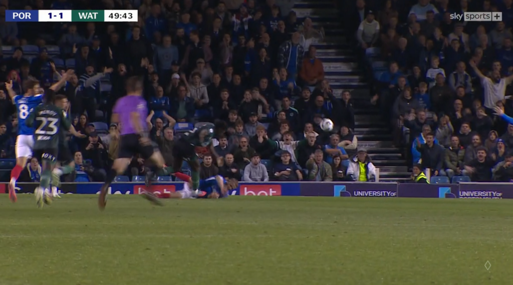 Portsmouth claiming for penalty against Watford